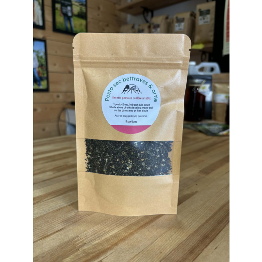 Le pesto sec se réhydrate facilement 5 à 15 minutes dans l'huile avant utilisation. On peut aussi s'en servir pour faire une trempette avec du yogourt nature et ou mayonnaise.